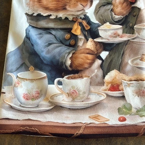 NWT Beatrix Potter Peter Rabbit inspired tea time throw pillow cover nursery OS - Picture 8 of 13